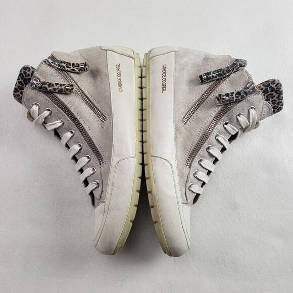 Candice Cooper High Top Sneaker Womens 7.5 EU 38 Beige Suede Side Zip Shoe Italy - Picture 5 of 11